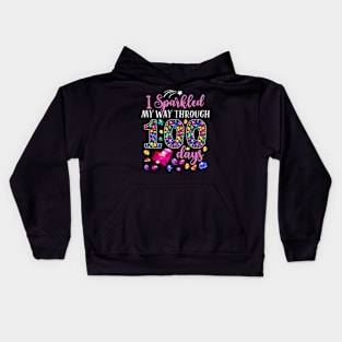 I Sparkled My Way Through 100 Days Sparkling Teacher Student Kids Hoodie